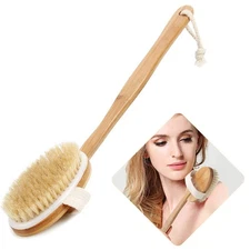 Bath Body Brush  Shower,Dry Skin Brushing with 100 Natural Boar Bristles  16 ...