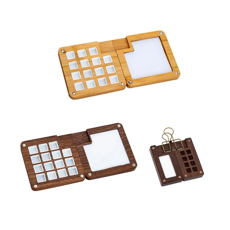 Palette d'aquarelle Portable en bois, pour peinture à l'huile acrylique, - Photo 1/1