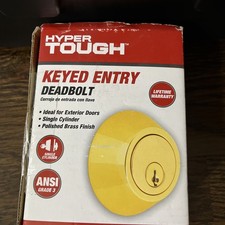 Hyper Tough Keyed Entry Deadbolt Lock W/ 2 Keys - Polished Brass HT3501-105