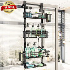 over the Door Shower Caddy - 4-Tier Hanging Shower Organizer with 22 Hooks and 2