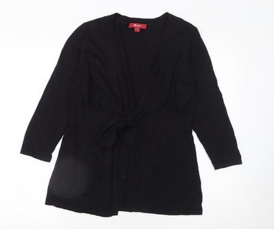Monsoon Damen schwarz Größe 14 Baumwolle Gürtel Langarm Cardigan