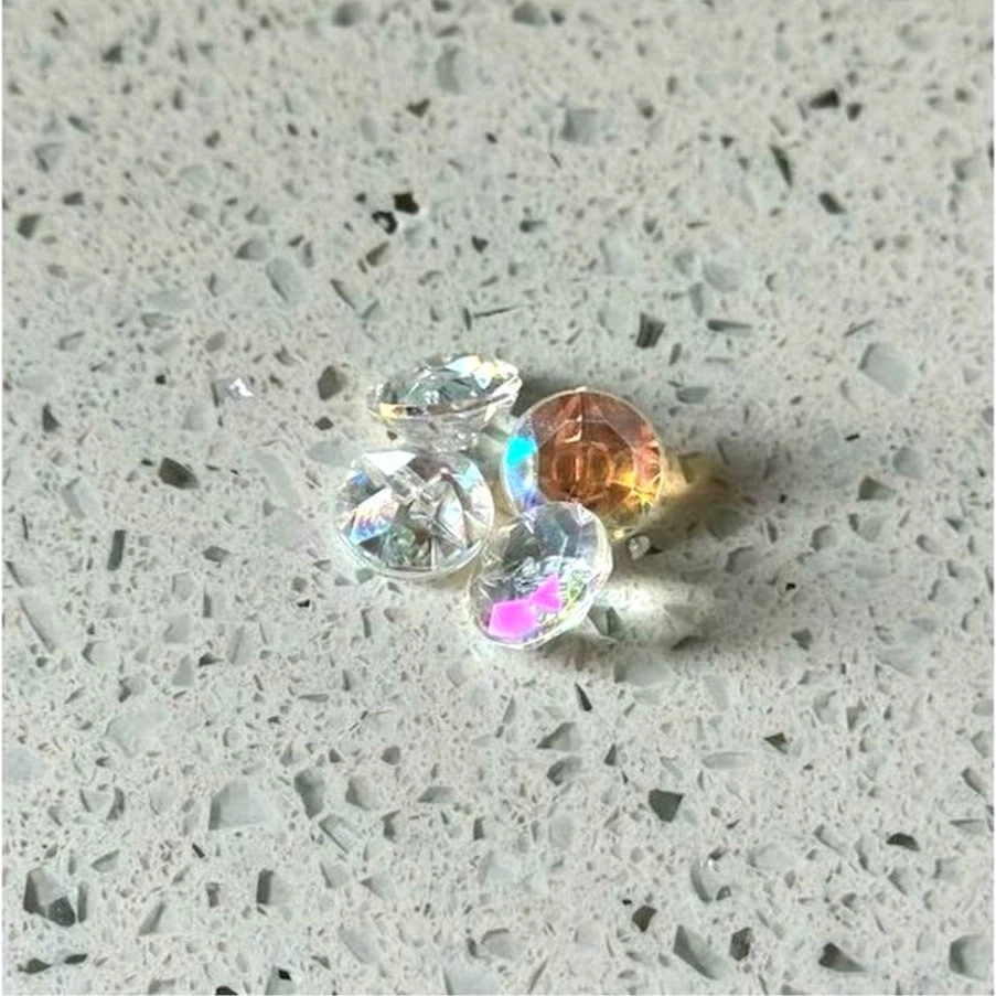 Vintage Y2K Set of 4 Iridescent Round Shank Buttons Crystal Decorative 1/2" - Image 2 of 4
