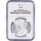 1887 $1 Morgan Silver Dollar ~ NGC MS 65