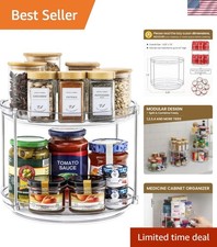 2 Tier Non-Skid Acrylic Lazy Susan Turntable Organizer - Rotating Spice Rack ...