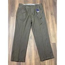 VTG Men Alan Flusser 2 Pleat Classic textured cuffed wide leg baggy dress pants 