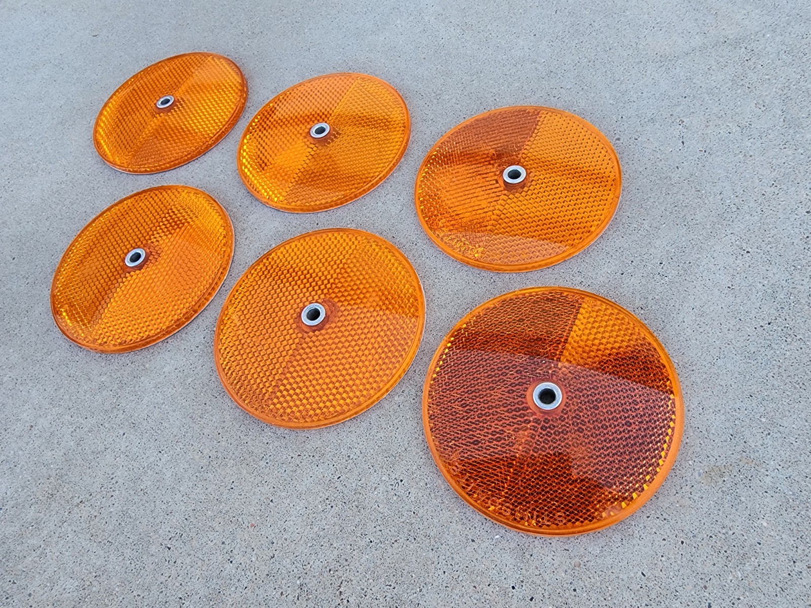 Lot of 6 Original 3-1/4" Stimsonite 975 Amber Reflector Pickup Truck Accessory