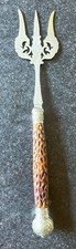 ANTIQUE SILVERPLATED  BREAD FORK   REG NO  for 1892-98 HORN HANDLE    8" LONG