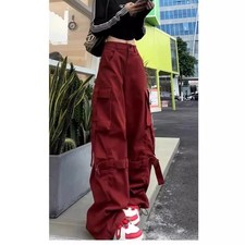 Multi Pocket Cargo Pants High Waisted Straight Leg Wide Leg Casual Trousers