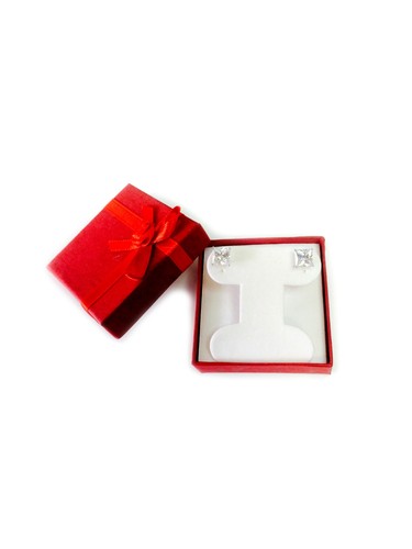 Sterling Silver Rhodium Finish 7mm Princess Cut Cubic Zirconia Stud Earring - Picture 4 of 10