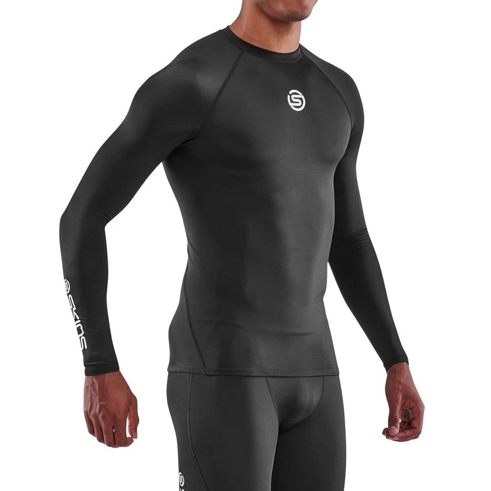 CLEARANCE!! Skins Series-1 Mens Compression Long Sleeve Top (Black) - Image 3 of 4