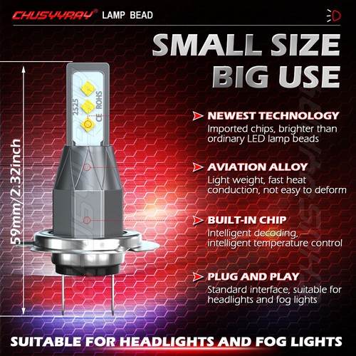 LED Headlight FOR 2008 2009 2010 Suzuki GSXR 600 750 Hi Low Beam Bulbs Plug&Play - Picture 6 of 11