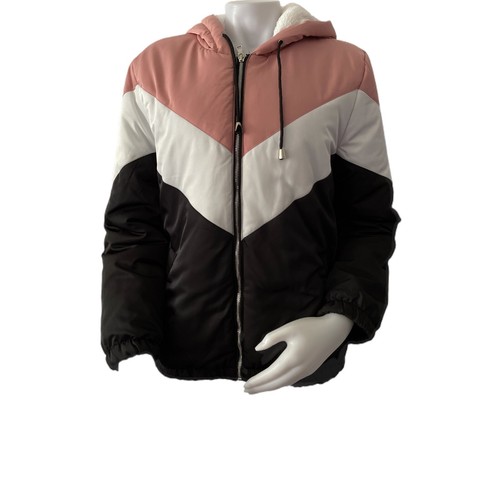 Womenâs Jackets Size L Ambiance outerwear Chevron Puffer Jacket Block Color | eBay