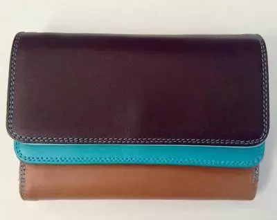 New Double Flap Multi Coloured Leather Wallet Purse Bags Double Flap Multi Coloured Leather Wallet Purse