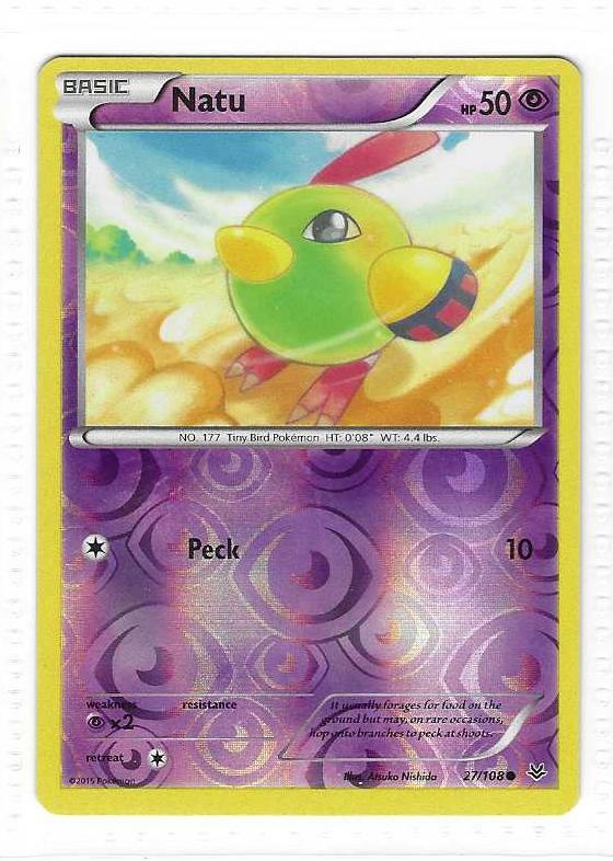 Pokemon --- NATU --- XY Roaring Skies! REVERSE HOLO! NM/Mint! 27/108