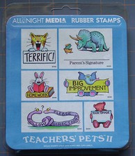 TEACHER'S PETS II" FM RUBBER STAMP SET ALL NIGHT MEDIA SCHOOL TEACHER Nice Gift
