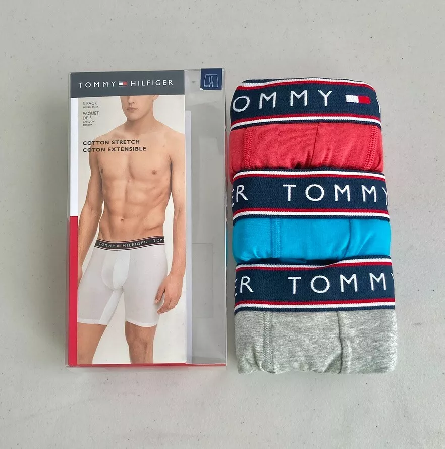 Kapel bilag Recite Tommy Hilfiger 3 Pk Mens Cotton Stretch Boxer Briefs M 32-34 Red Turquoise  Gray | eBay