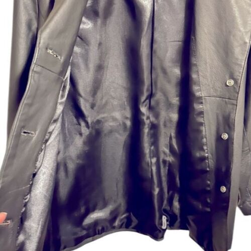 Giacca blazer Silver Lake nera burrosa pelle morbida classica con bottoni davanti LG - Foto 5 di 9
