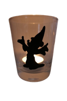 "Deko Teelicht Windlicht Print \"Micky Zauberer\" Schwarz Kerzenglas Teelichtglas"