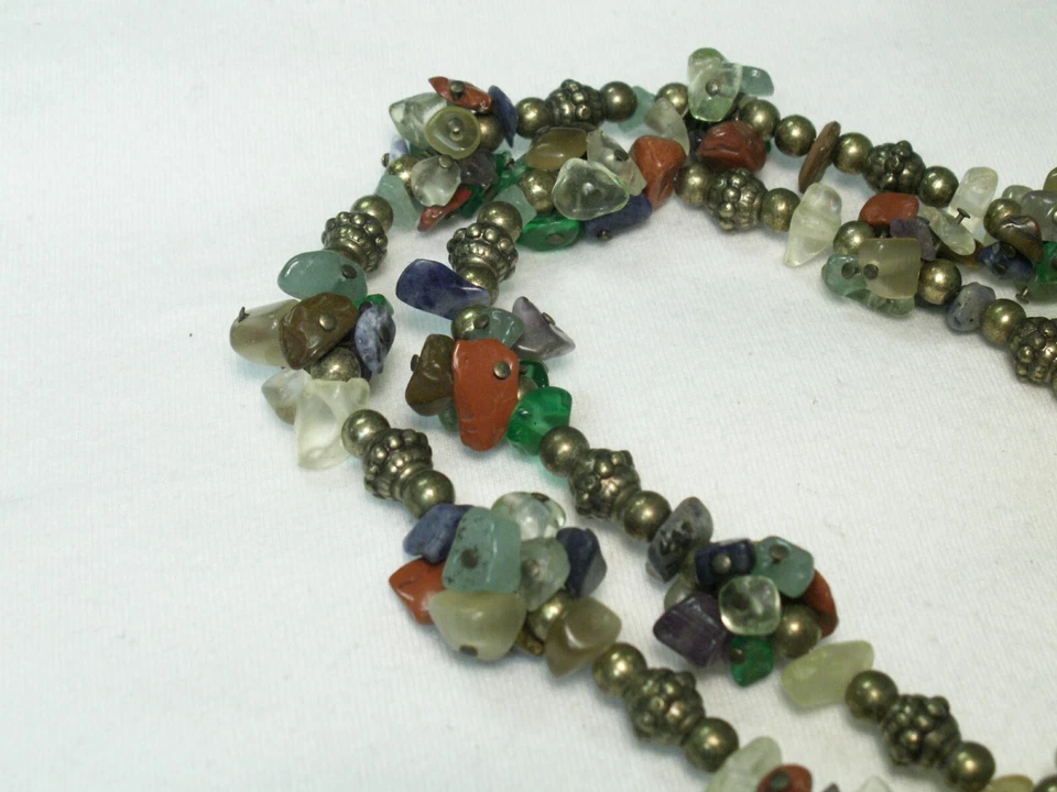 Cookie Lee 金色,玻璃和宝石簇项链,Ameyst,Jasper,Sodalite — 第 4/4 张图片