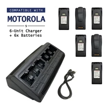 Gang Charger with 6x Li-Ion Batteries for Motorola Radios NNTN4970, CP200, EP450