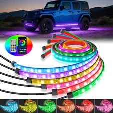 6pcs Car RGB LED Underglow Light Smart Neon Accent Strip Kit Dream Color Chasing