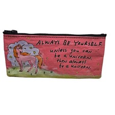 Blue Q Zipper Pouch Bag Always Be Yourself Unicorn Pencil Makeup Bag