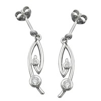 Paar OhrhäNger Mit Stecker 925 Silber Mit Zirkonia Weiß Ohrschmuck Damen