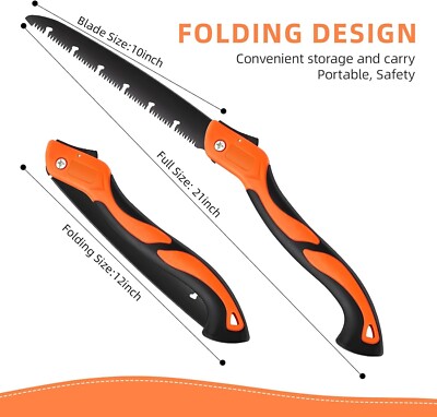 Folding Hand Saw 10-Inch Portable Steel Tree Trimming Camping Hunting Survival