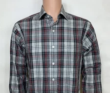 Kinloch Anderson Scotland Men’s Medium Long Sleeve Red Gray Tartan Plaid