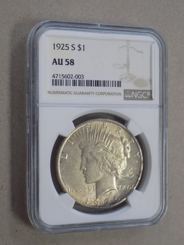 1925 S $1 PEACE DOLLAR NGC AU58