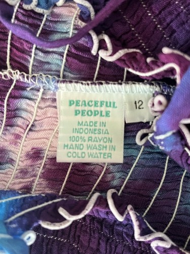 Peaceful People Spaghetti Strap Smocked Tie Dye Beach Maxi Sundress, Girls 12 - Picture 5 of 5