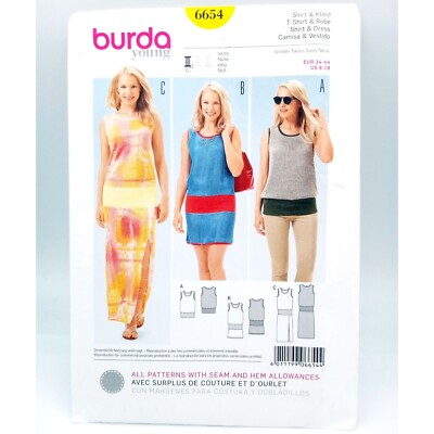 Shirt and Dress Burda Young Pattern 6654 Size Eur 34-44 US 8-18 Clothes Uncut