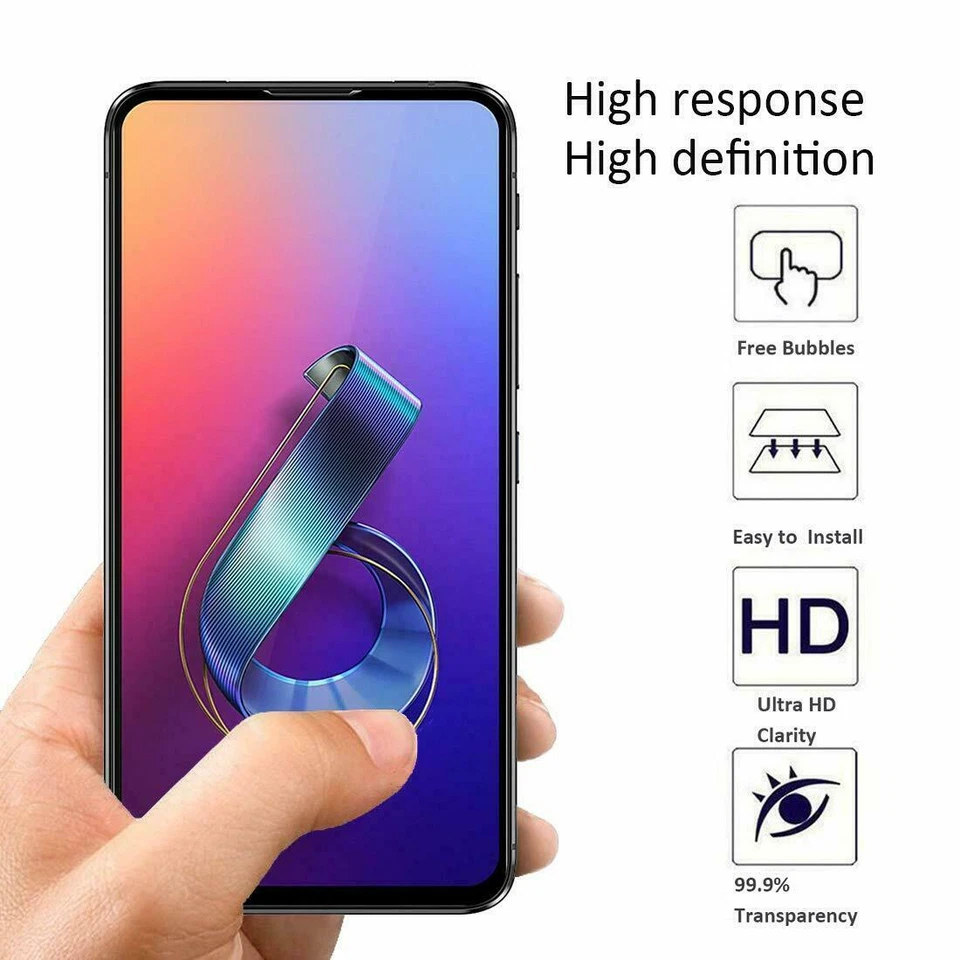 Protector de pantalla de película de vidrio templado de cobertura completa para ASUS ZenFone 6 [Paquete de 2] Foto 4 de 4