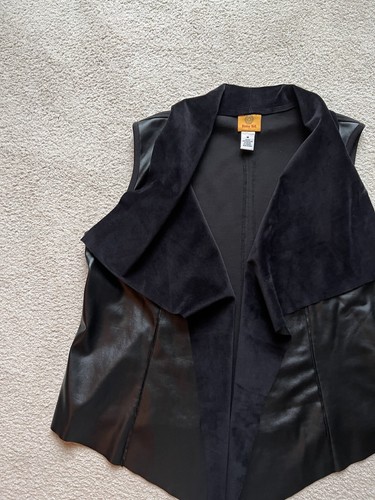 WOMENS RUBY RD. Road FAUX LEATHER Velvet Velour SLEEVELESS VEST JACKET MEDIUM M - Picture 3 of 17
