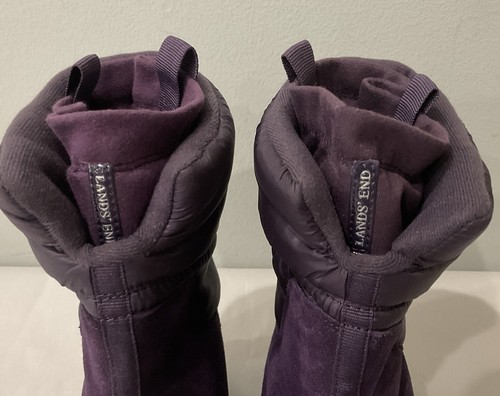 LANDS' END halbhohe Damen-Schneestiefel Größe 8B Wildleder zum Überziehen lila 406465/lesen - Bild 6 von 11