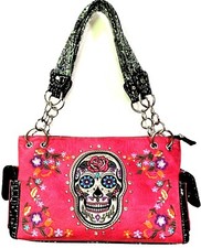 SUGAR SKULL DAY OF THE DEAD CONCEALED PURSE BAG MOTORCYCLE SHOULDER HANDBAG