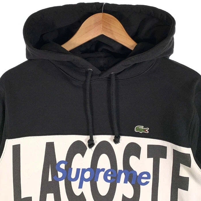 Felpa con cappuccio Supreme 19AW LACOSTE logo pannello pullover felpa usata