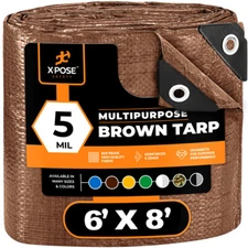 Brown Poly Tarp 6' x 8' - Durable, Water Resistant, Weather Resistant