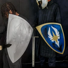 Medieval Fantasy Shield 20G Steel Painted/Polished Armor Prop, LARP & Cosplay