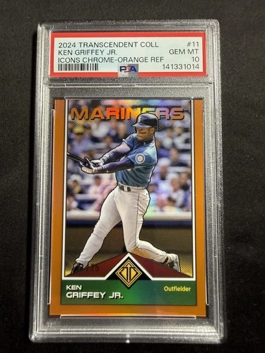 2024 Transcendent Chrome Icons Orange Refractor #11 Ken Griffey Jr PSA 10