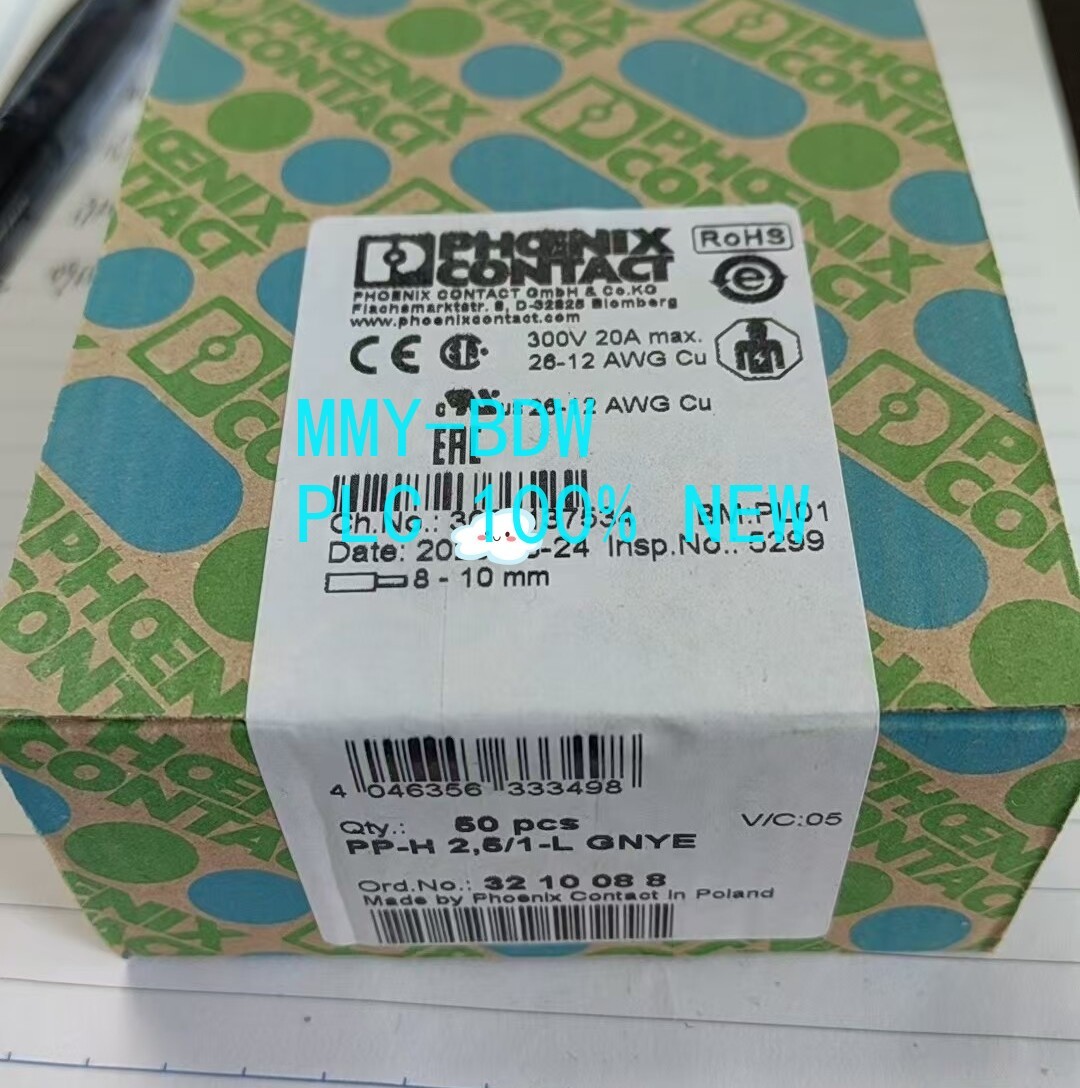 50PC/box Phoenix Contact 3210088 Terminal Plug PP-H 2,5/1-L GNYE Freight Free