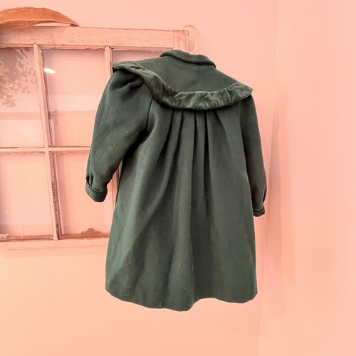 Vintage Wool Braetan Emerald Green Velvet Bow Parka Pea Coat Size 6 Hand Muff - Picture 6 of 8