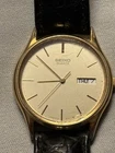 Seiko Watch Men 34mm Champagne Dial Gold Tone Daydate Round 5Y23-8039 New Batt