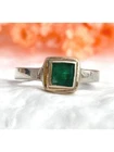 Dark Green Tourmaline Modernist Sterling Silver 925 Vintage Ring - sz 6.5