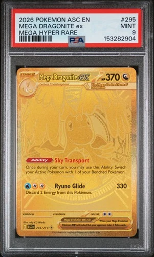 2026 POKEMON ASC EN-ASCENDED HEROES MEGA HYPER RARE #295 MEGA DRAGONITE EX PSA 9