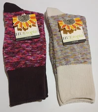 WOMEN'S HUETOPIA SLUB SHORT BOOT SOCKS ONE SIZE - 2 PAIR - NWT