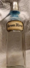 GREEN RIVER LABEL UNDER GLASS FOUNTAIN SYRUP BOTTLE w ORIGINAL TOP 