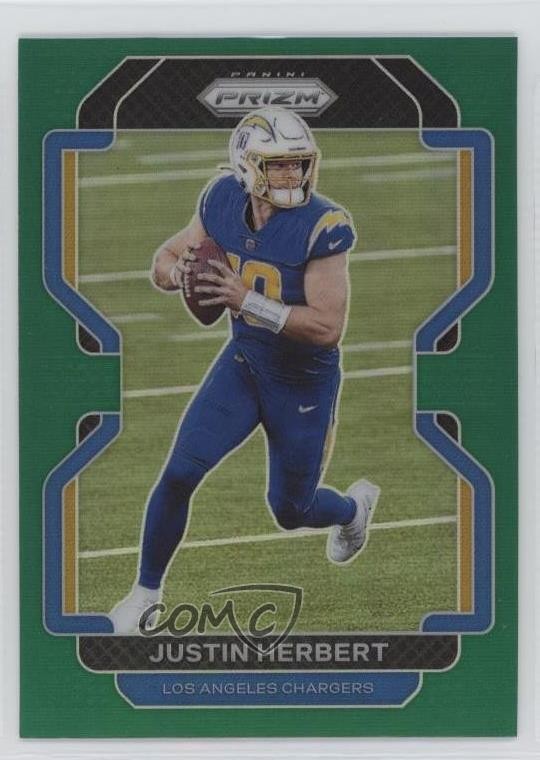 2021 Panini Prizm Green Prizm Justin Herbert #169 0p83