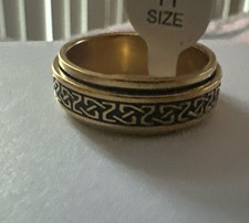 mens stainless steel Black And Goldring