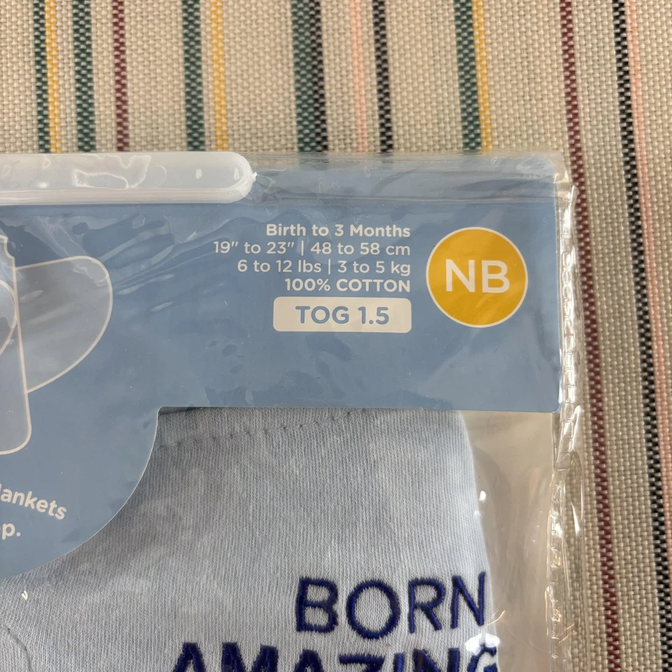 HALO Saco de Dormir Swaddle Nuevo en Caja 100% Algodón TOG 1.5 Azul Nacido Increíble Salud Bautista Foto 2 de 4